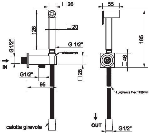 Гигиеническая лейка Gessi Rettangolo Shower 20021.031