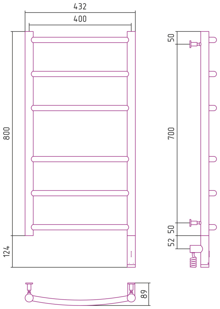 Полотенцесушитель электрический Сунержа Галант 3.0 800х400 МЭМ правый Состаренная латунь