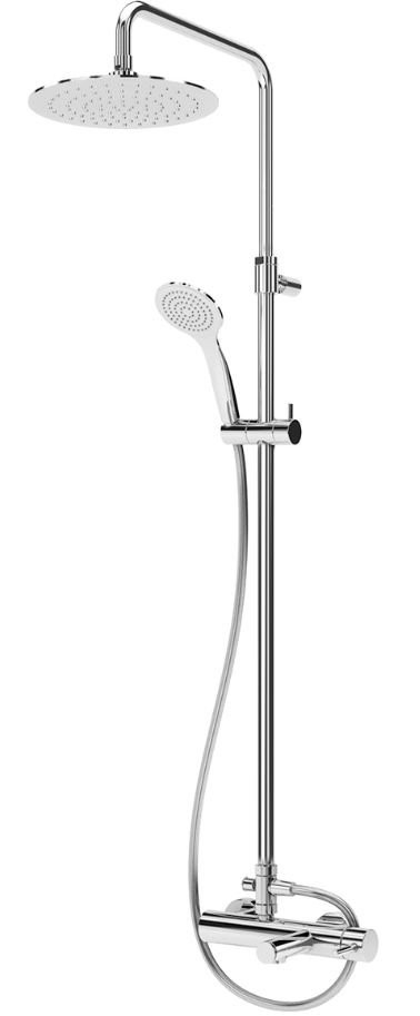 Душевая стойка со смесителем для ванны, верхним и ручным душем, верхний душ из нержавеющей стали диаметр 250 мм Cezares CZR-B-CVD-NOP