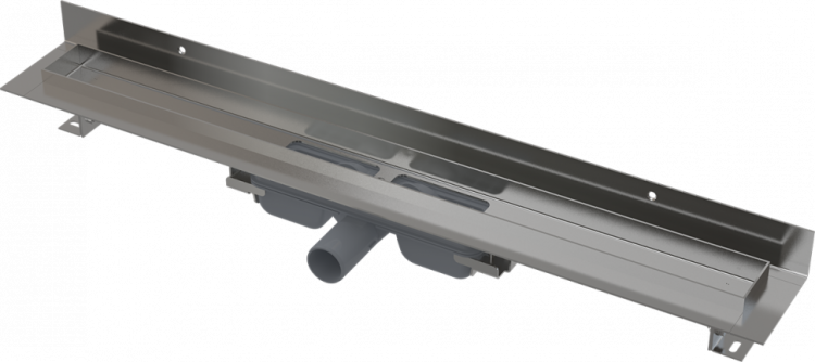 Водоотводящий желоб с порогами для цельной решетки и фиксированным воротником к стене Alcadrain APZ116 Wall Low