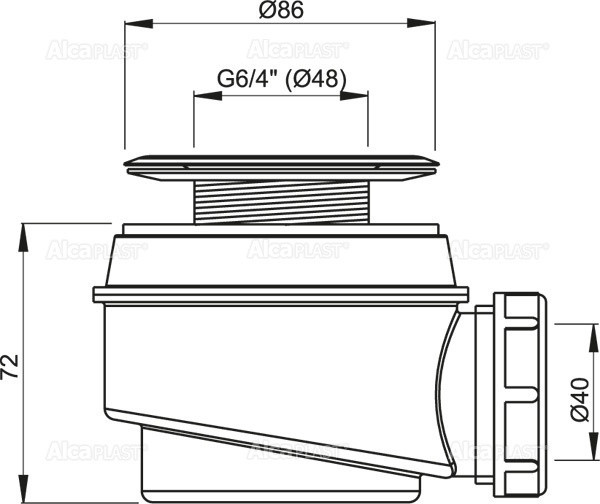 Сифон для душевого поддона с нержавеющей peшeткой Alcadrain A46-60
