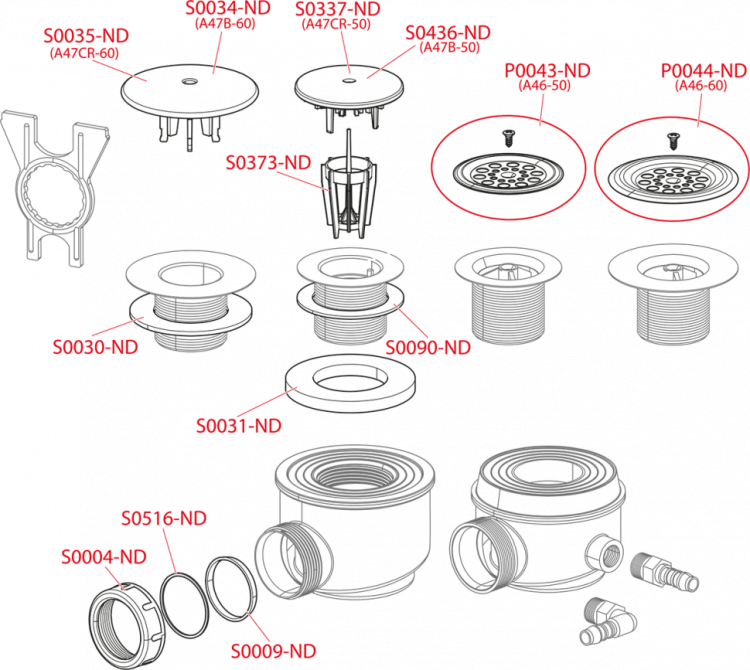 Сифон для душевого поддона с нержавеющей peшeткой Alcadrain A46-60