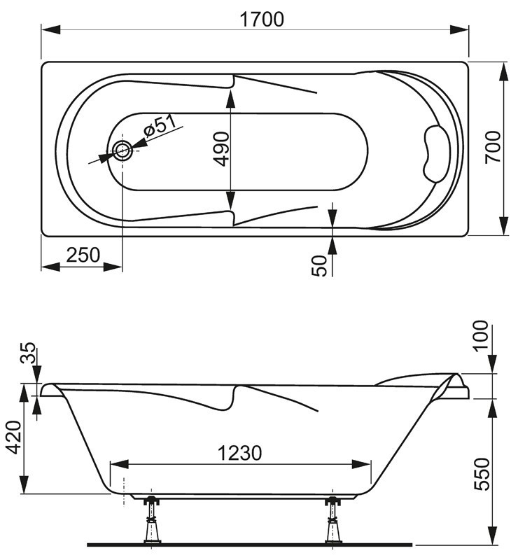 Акриловая ванна Vagnerplast Minerva 170x70