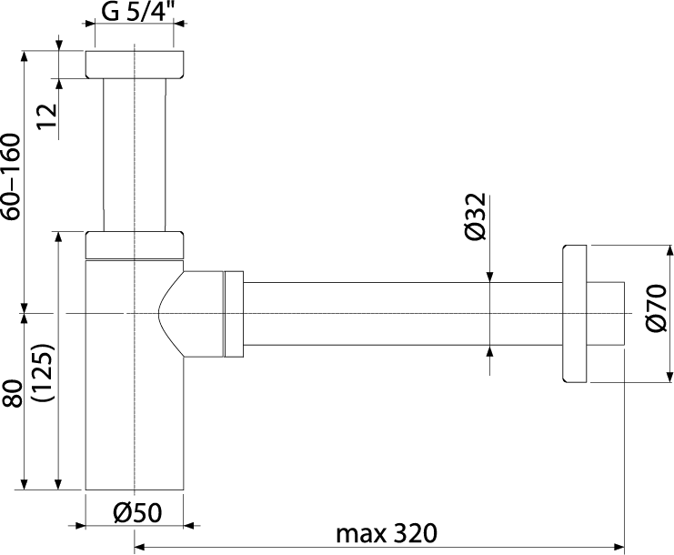 Сифон для умывальника DN32 DESIGN круглый, бронза-антик Alcadrain A400ANTIC