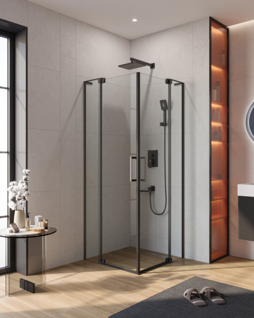 Душевой уголок SLIDER-A-2 Cezares SLIDER-A-2-80/90-GRIGIO-NERO