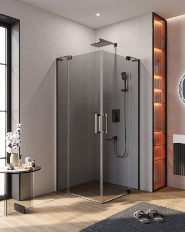 Душевой уголок SLIDER-A-2 Cezares SLIDER-A-2-80/90-GRIGIO-NERO