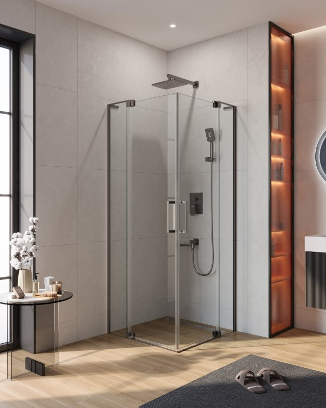 Душевой уголок SLIDER-A-2 Cezares SLIDER-A-2-80/90-GRIGIO-NERO