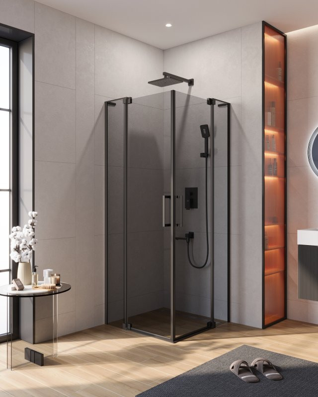 Душевой уголок SLIDER-A-2 Cezares SLIDER-A-2-80/90-GRIGIO-NERO