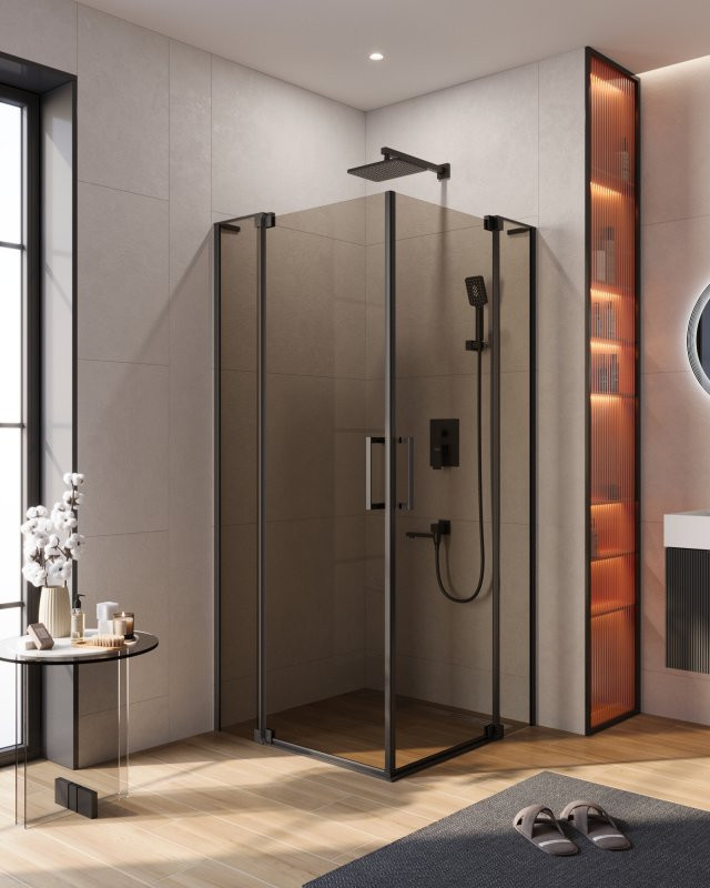 Душевой уголок SLIDER-A-2 Cezares SLIDER-A-2-80/90-GRIGIO-NERO