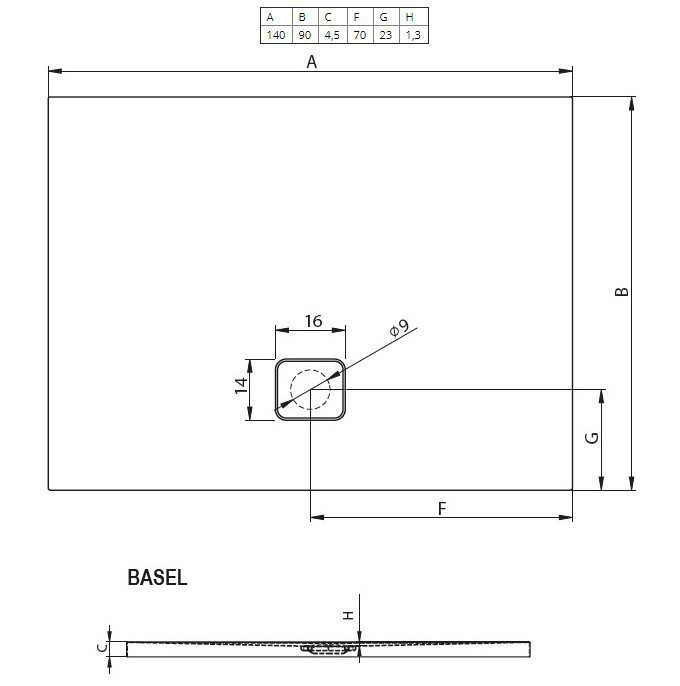 Акриловый поддон для душа Riho Basel 418 DC28 90x140x5