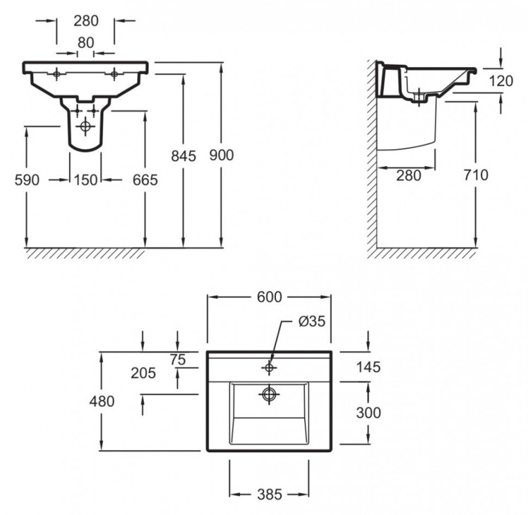 Раковина Jacob Delafon Struktura 60 EXI112-00