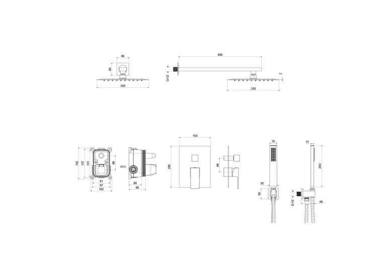Set 3 в 1 душевой комплект Aquatek AQ1672CR ЛИБРА