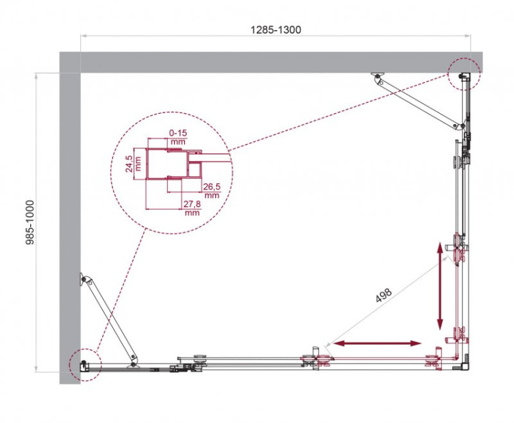 Душевой уголок BELBAGNO LUCE-AH-22 Cezares LUCE-AH-22-140/110-C-Cr