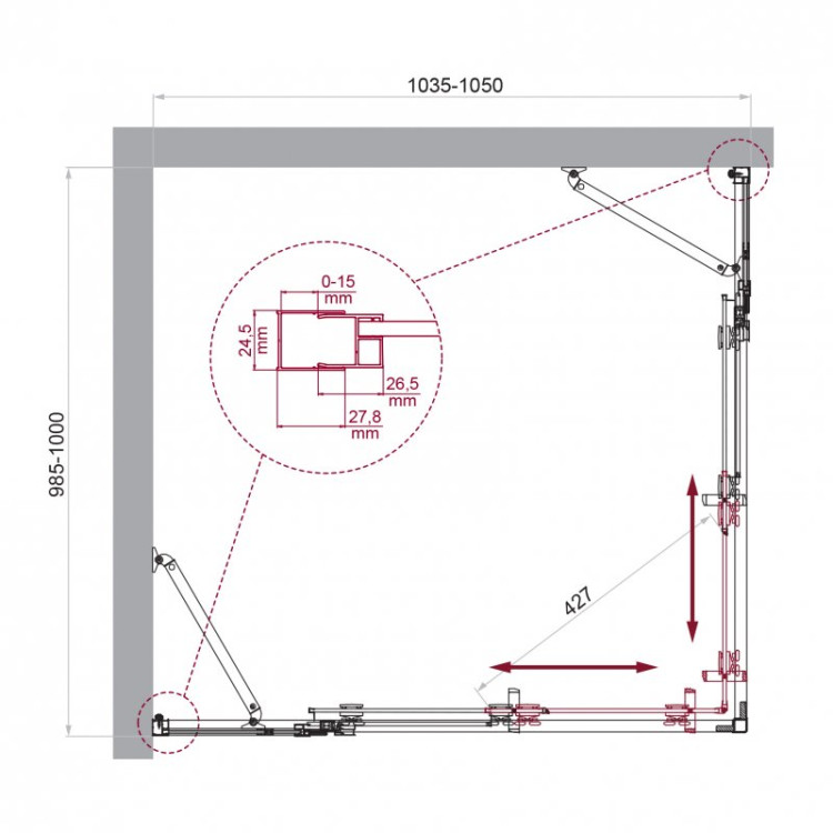 Душевой уголок BELBAGNO LUCE-AH-22 Cezares LUCE-AH-22-140/110-C-Cr