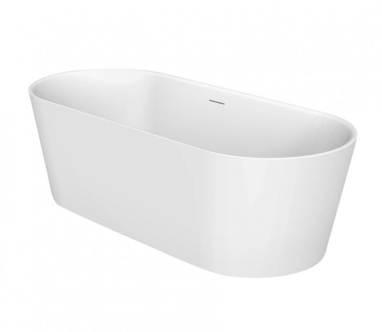 Отдельностоящая, овальная акриловая ванна в комплекте со сливом-переливом цвета хром Cezares BB416-2000-850