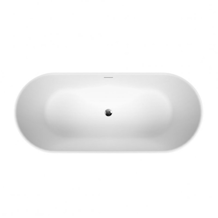 Отдельностоящая, овальная акриловая ванна в комплекте со сливом-переливом цвета хром Cezares BB416-2000-850