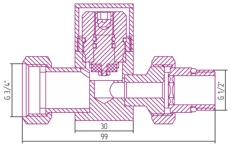 Вентиль Сунержа прямой под шестигранник G 1/2
