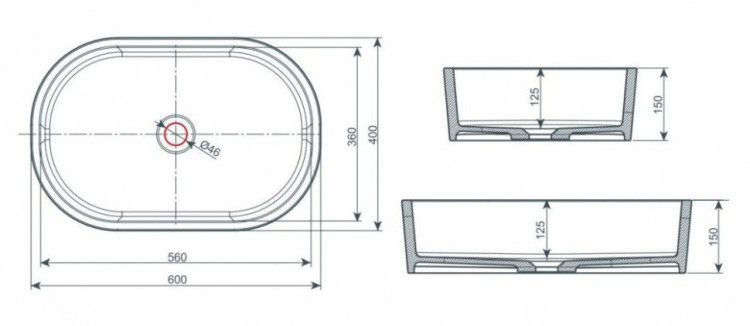 Раковина-чаша Kolpa San Olivia On 60