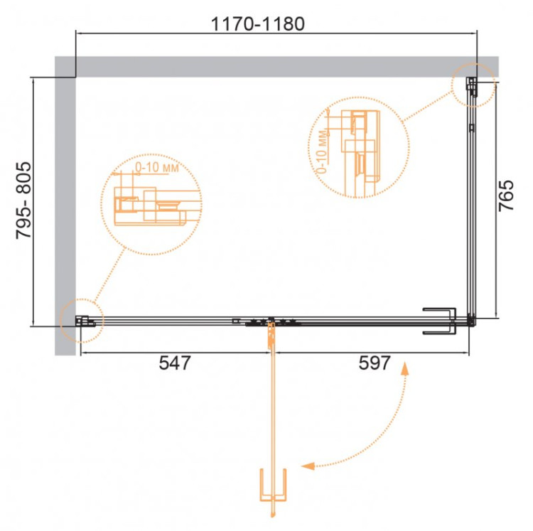 Душевой уголок BELLAGIO-A-1, AH-1 Cezares BELLAGIO-AH-1-120/100-C-BORO