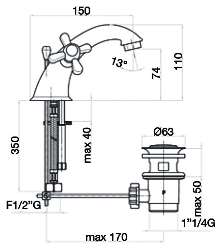 Смеситель для раковины Webert Armony AM700108