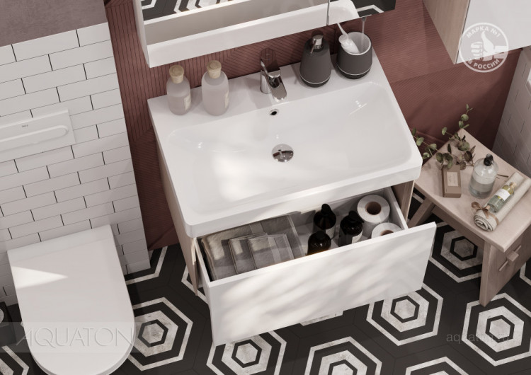 Тумба под раковину Aquaton Асти 70 белый/ясень шимо 1A263001AXD70