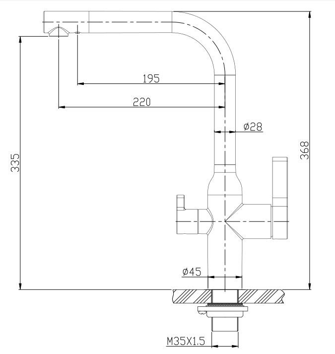 Смеситель для кухни с краном для питьевой воды Cezares BB-LAM57-IN