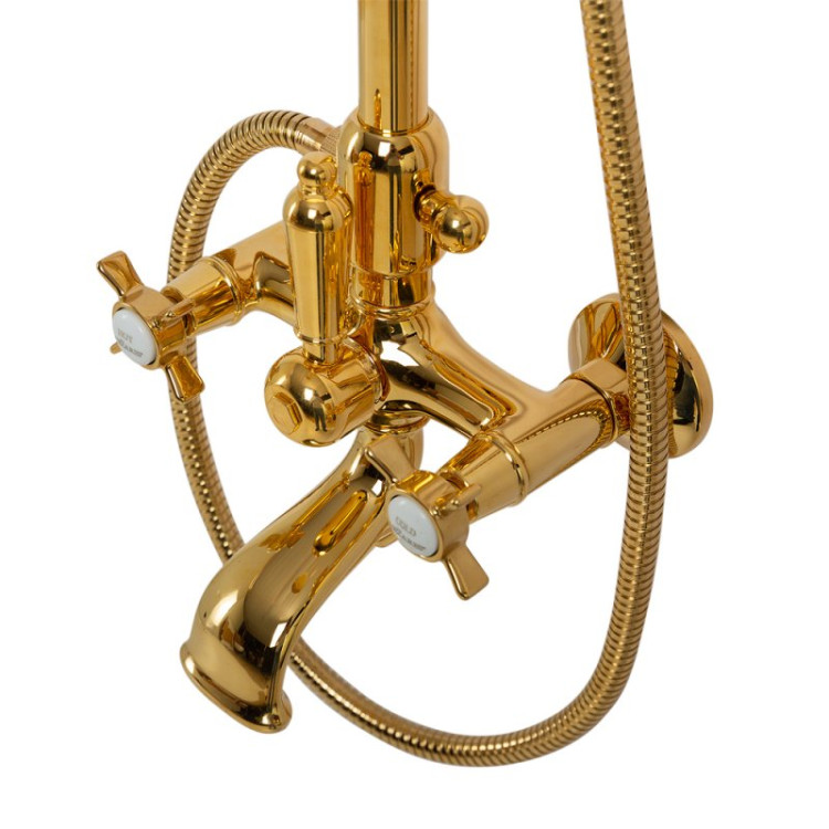 Душевая стойка со смесителем для ванны, верхним и ручным душем, 20 см Cezares LORD-CVD-02-M