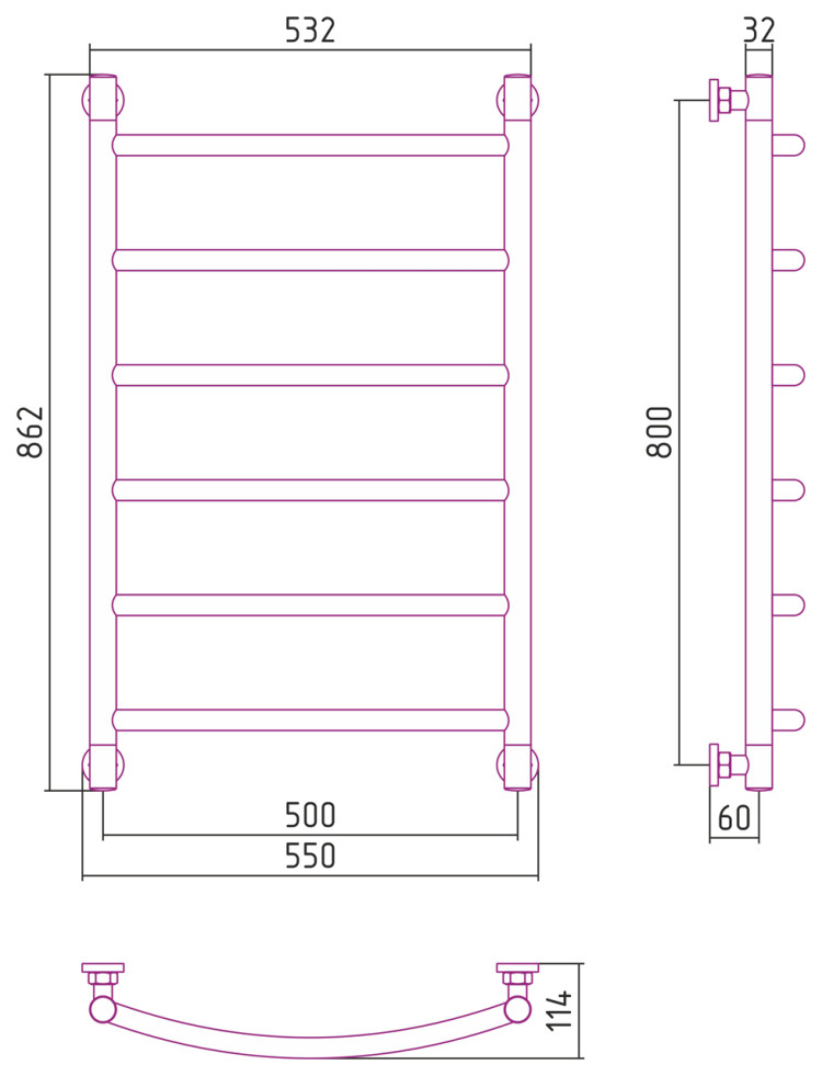 Полотенцесушитель водяной Сунержа Галант+ 800х500 Матовый белый
