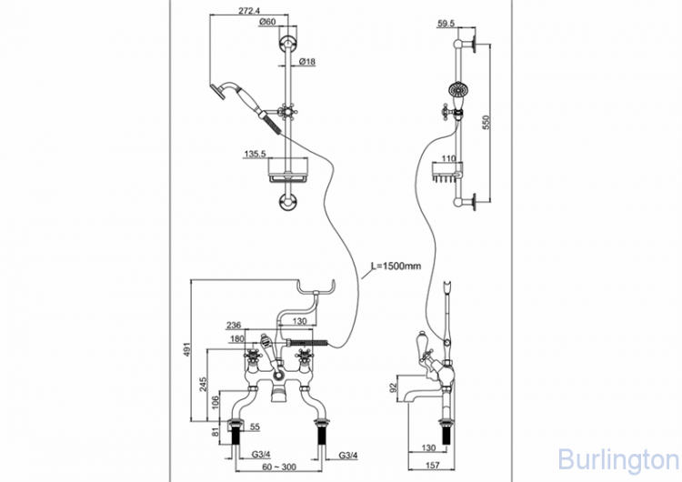 Душевая стойка со смесителем 