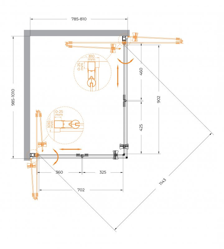 Душевой уголок ECO-O-ASH-2 Cezares ECO-O-ASH-2-90/100-C-Cr