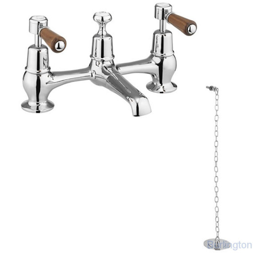 Смеситель для раковины на 2 отверстия с пробкой и цепочкой [KE10 WAL]