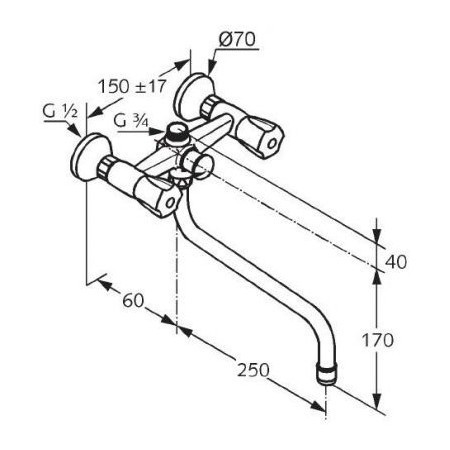 Смеситель для ванны Kludi Standard 251130515