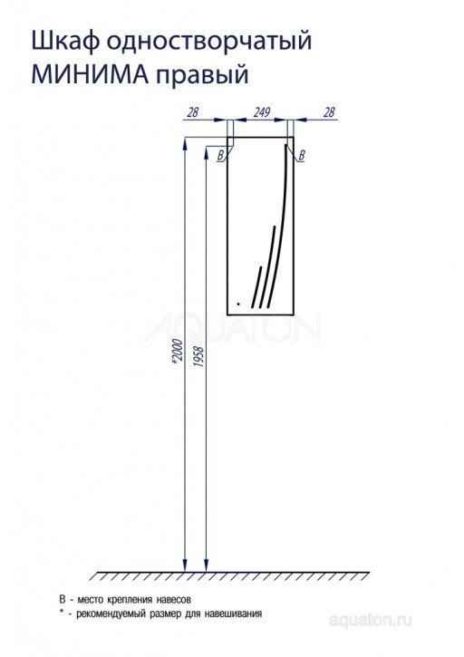 Шкафчик Aquaton Минима М одностворчатый правый белый 1A001803MN01R