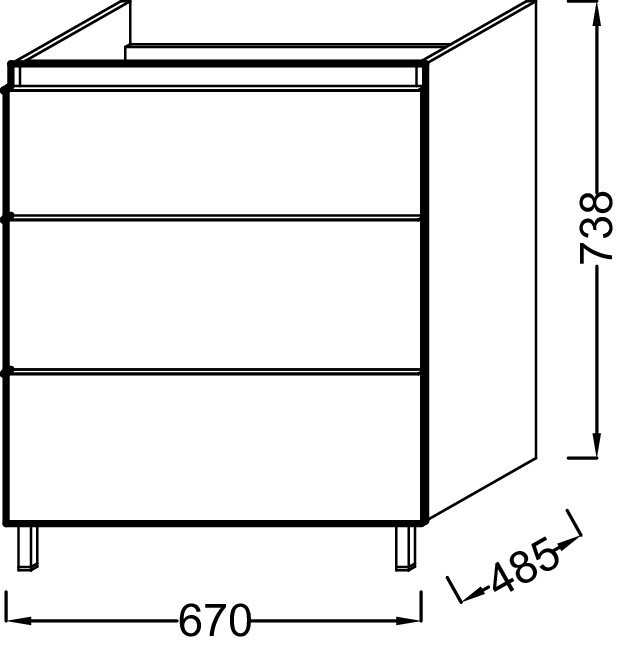 Мебель 70 см для раковины-столешницы Jacob Delafon ODEON UP EB992-E10