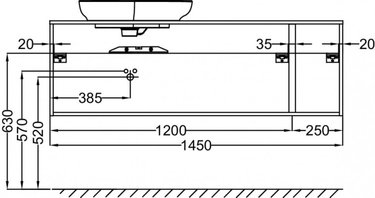 Тумба 145 см для раковины-чаши, белый блестящий Jacob Delafon NOUVELLE VAGUE EB3044-G1C