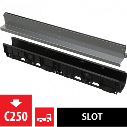 Щелевой дренажный канал с симметричной надставкой 100 мм, нержавеющая сталь Alcadrain AVZ101-R323