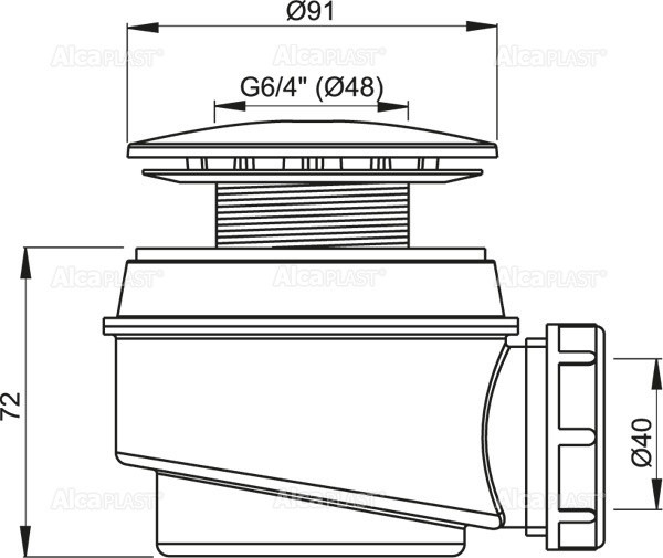Сифон для душевого поддона, белый Alcadrain A47B-60