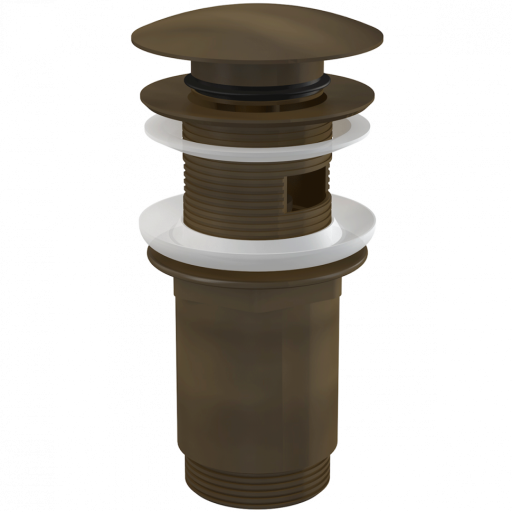 Донный клапан сифона для умывальника CLICK/CLACK 5/4&quot;, цельнометаллический с переливом и большой заглушкой, бронза-антик Alcadrain A392ANTIC