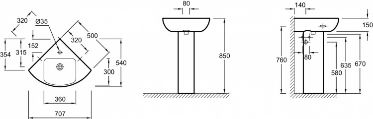 Уловая керамическая раковина 50 х 50 см Jacob Delafon ODEON UPE4710-00