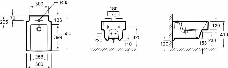 Подвесное биде 55 х 38 см Jacob Delafon TERRACE EMA0002-00