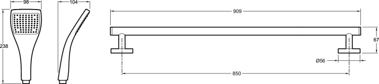 Душевой комплект с металлической штангой 0,90 м Jacob Delafon EO E99940-CP