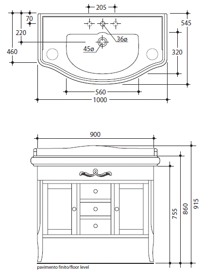 Тумба под раковину  Kerasan Retro 7347