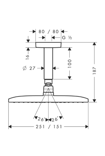 Верхний душ Hansgrohe Raindance Е 25 27380000