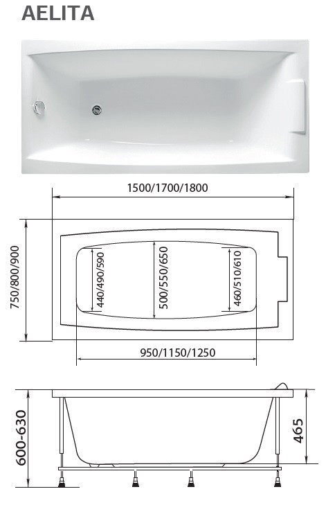 Ванна акриловая прямоугольная 1Marka CALYPSO 170*75