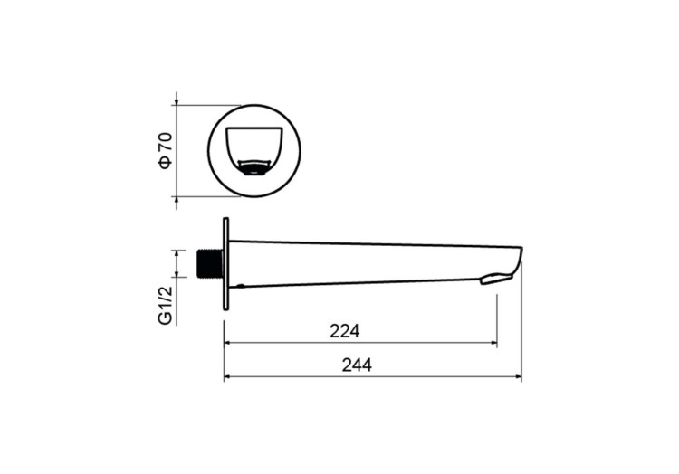Излив для ванны 224 мм Aquatek, матовый черный AQ1141MB БЕТТА