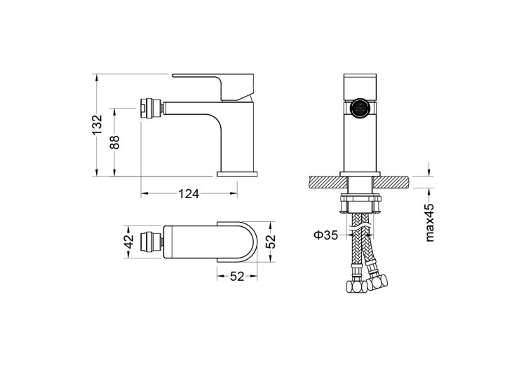 Смеситель для биде Aquatek, матовый черный AQ1418MB ЛИРА