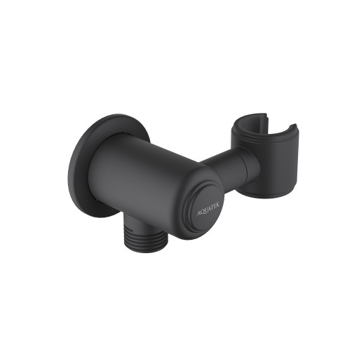 Шланговое подсоединение с держателем Aquatek, матовый черный AQ2462MB КЛАССИК