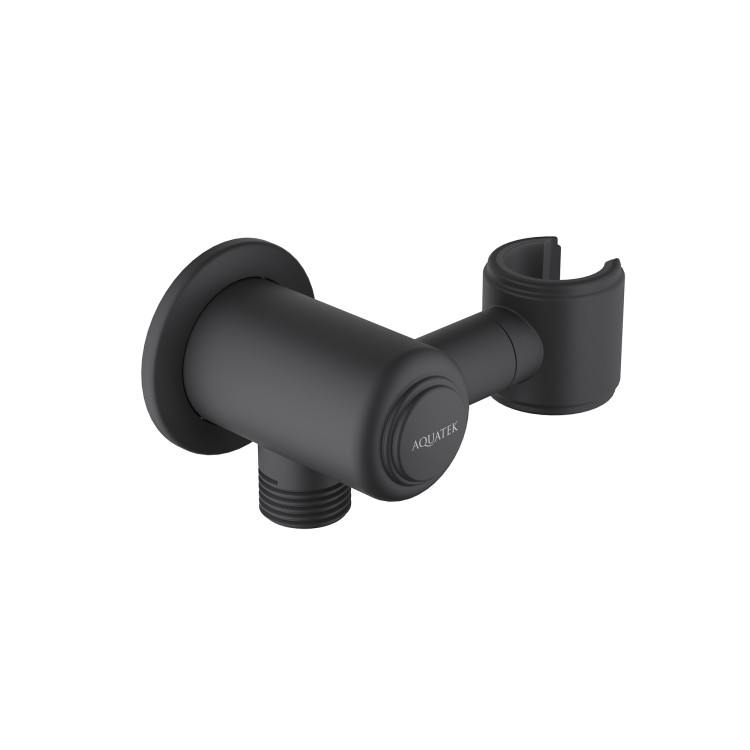 Шланговое подсоединение с держателем Aquatek, матовый черный AQ2462MB КЛАССИК