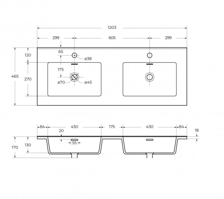 Тумба подвесная под раковину с выдвижными ящиками 100x46x43 Cezares 55937