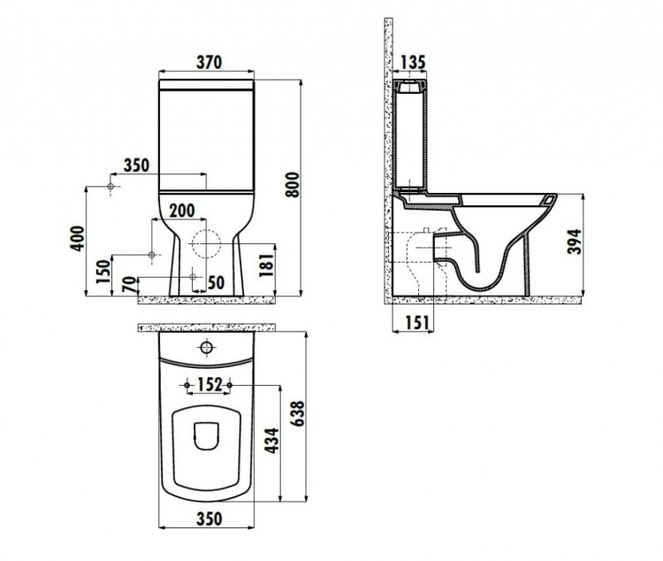 CREAVIT LARA Унитаз с биде ЧЕРНЫЙ МАТОВЫЙ